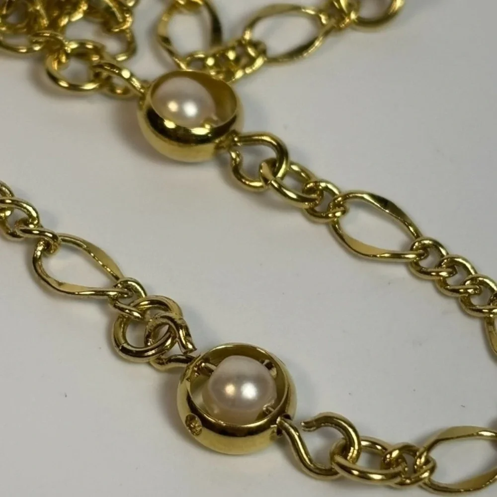 Necklace Captive Pearl Choker Gold Tone Dainty Elegant Piece 16‎ inch